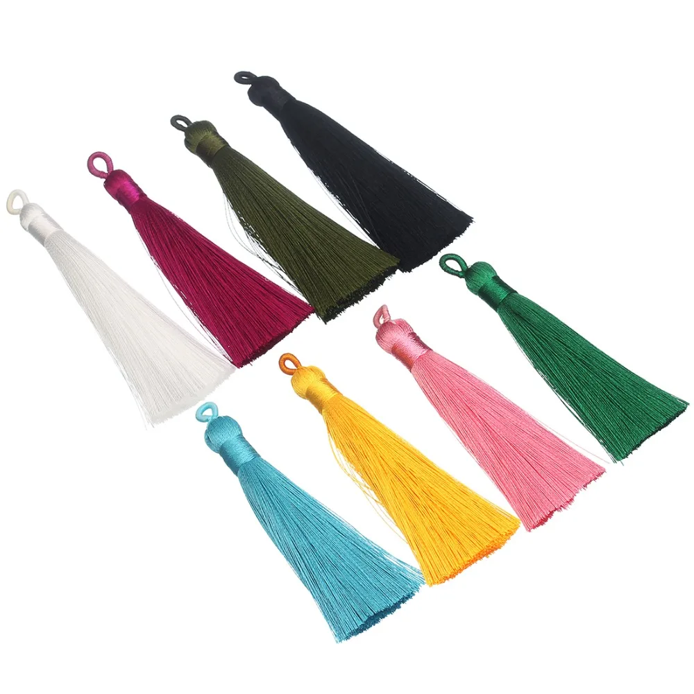 6 шт./партия 9 см шелковая кисточка бахрома шитье Банг отделка ключ кисточки для