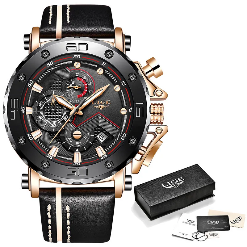 Человек смотреть 2018 Relogio Masculino LIGE Chronographe Hommes Montre мужские военные спортивные часы