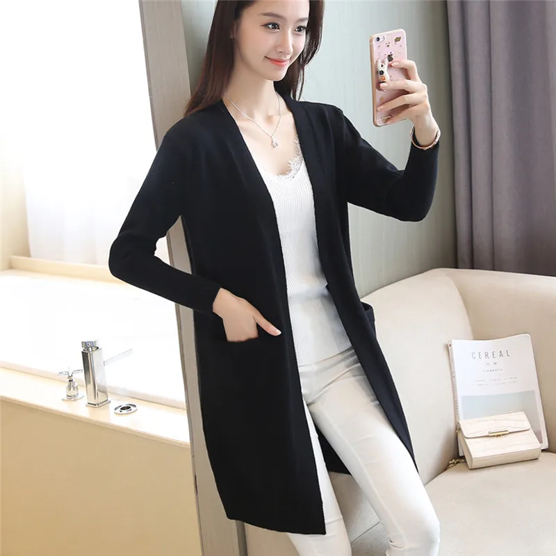2021 New Autumn Winter Sweaters Cardigans For Women Cashmere Twist Knitwear With Pockets Fashion Solid Slim Female Long Cardigan |