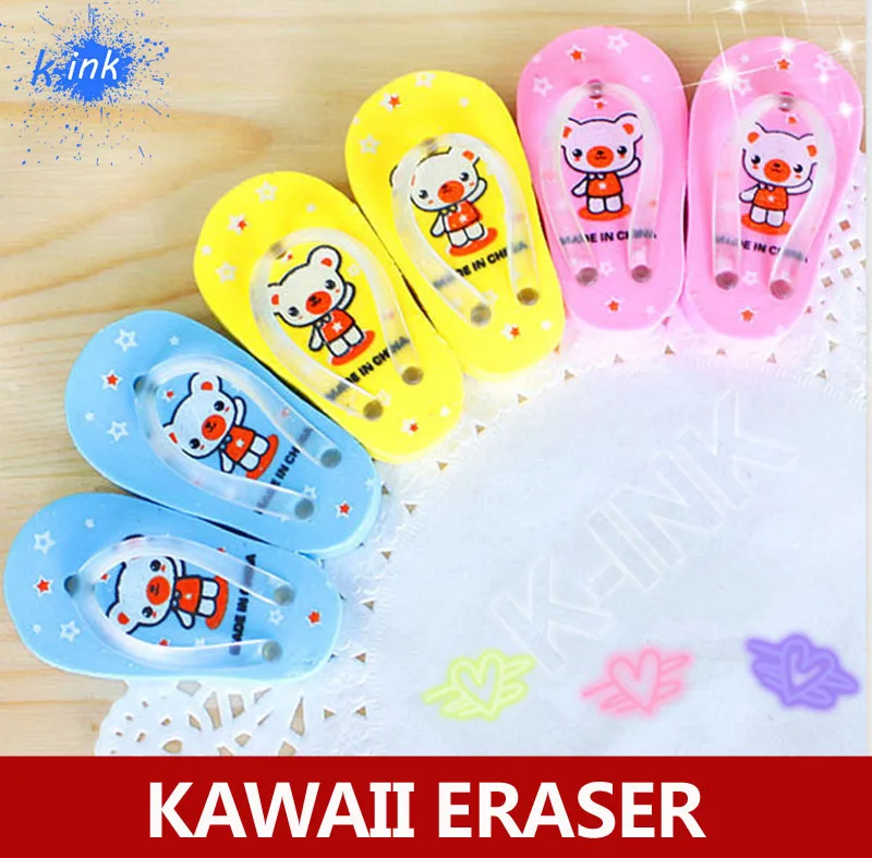 

54pcs/lot Novelty slipper eraser , the slipper shoes rubber eraser for school stationary to erase pencil