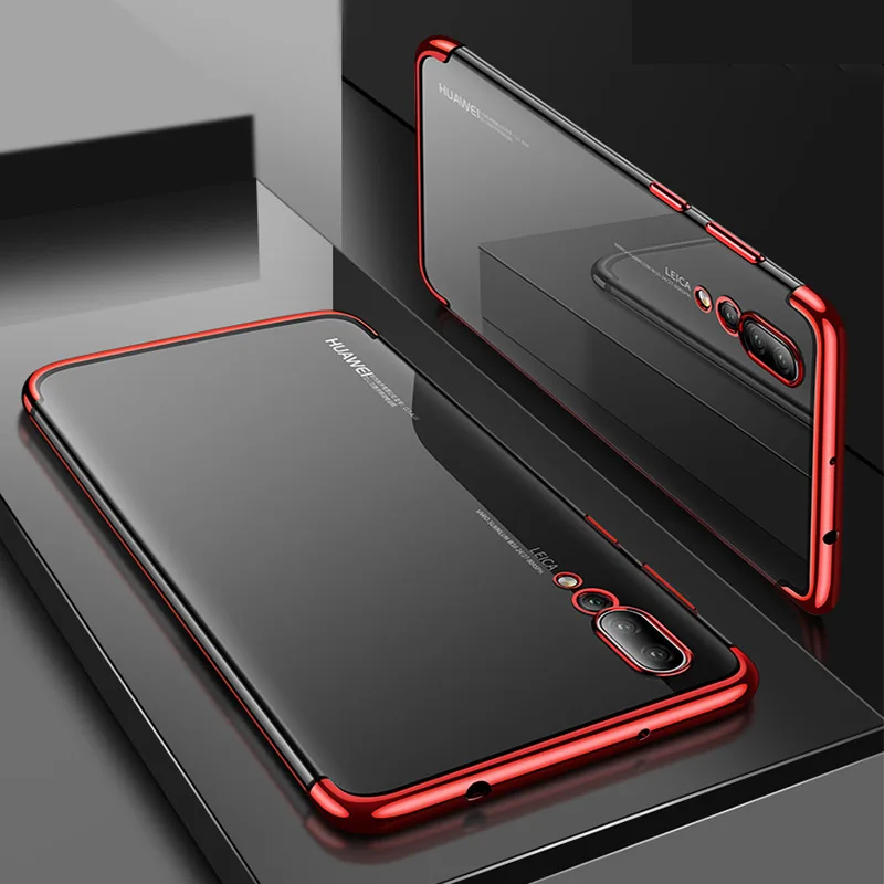 Роскошный прозрачный мягкий силиконовый чехол ТПУ для huawei P30 P20 Lite Pro P10 Plus P9 Lite P8 Lite mate 20 10 Lite Pro 8 9 чехол для сотового телефона - Цвет: Красный