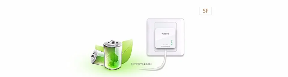 1 шт. Tenda P202 200 Мбит/с Powerline Ethernet адаптер, PLC Адаптер, совместимый с беспроводным Wi-Fi роутером, IPTV, Homeplug AV
