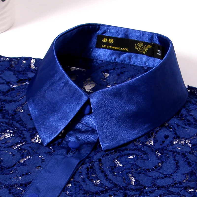 Женская хлопковая рубашка в стиле ретро голубая со съемным воротником и