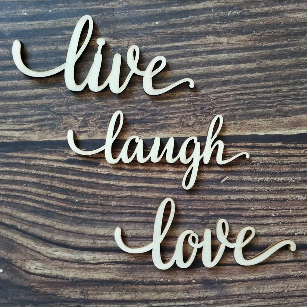 12 шт. живой Смех Любовь Дерево Лазерная вырезка знак Искусство Настенный декор