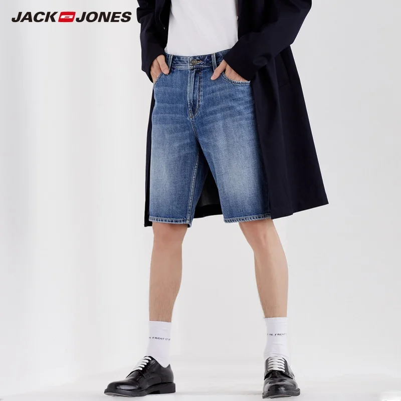 Мужские джинсовые шорты до колена JackJones 100% хлопок базовая мужская одежда | 219243502