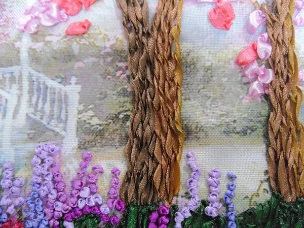 DIY 3D Ribbon Embroidery cross stitch kits sets simple handmade needlework/pink romantic sakura cherry flower picture paintings | Дом и сад