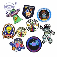 cartoon alien ufo patches for clothing bags apparel sewing iron on patches decoration applique fabric embroidered badge s145