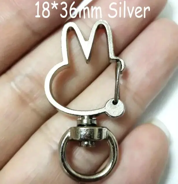 10pcs silver rabbit 5-10 шт Kawaii Сердце DIY аксессуары Дельфин Омар застежка Декор звезда Сакура Подвески Ювелирные изделия из смолы крючки для ключей фурнитура - Цвет: 10pcs silver rabbit