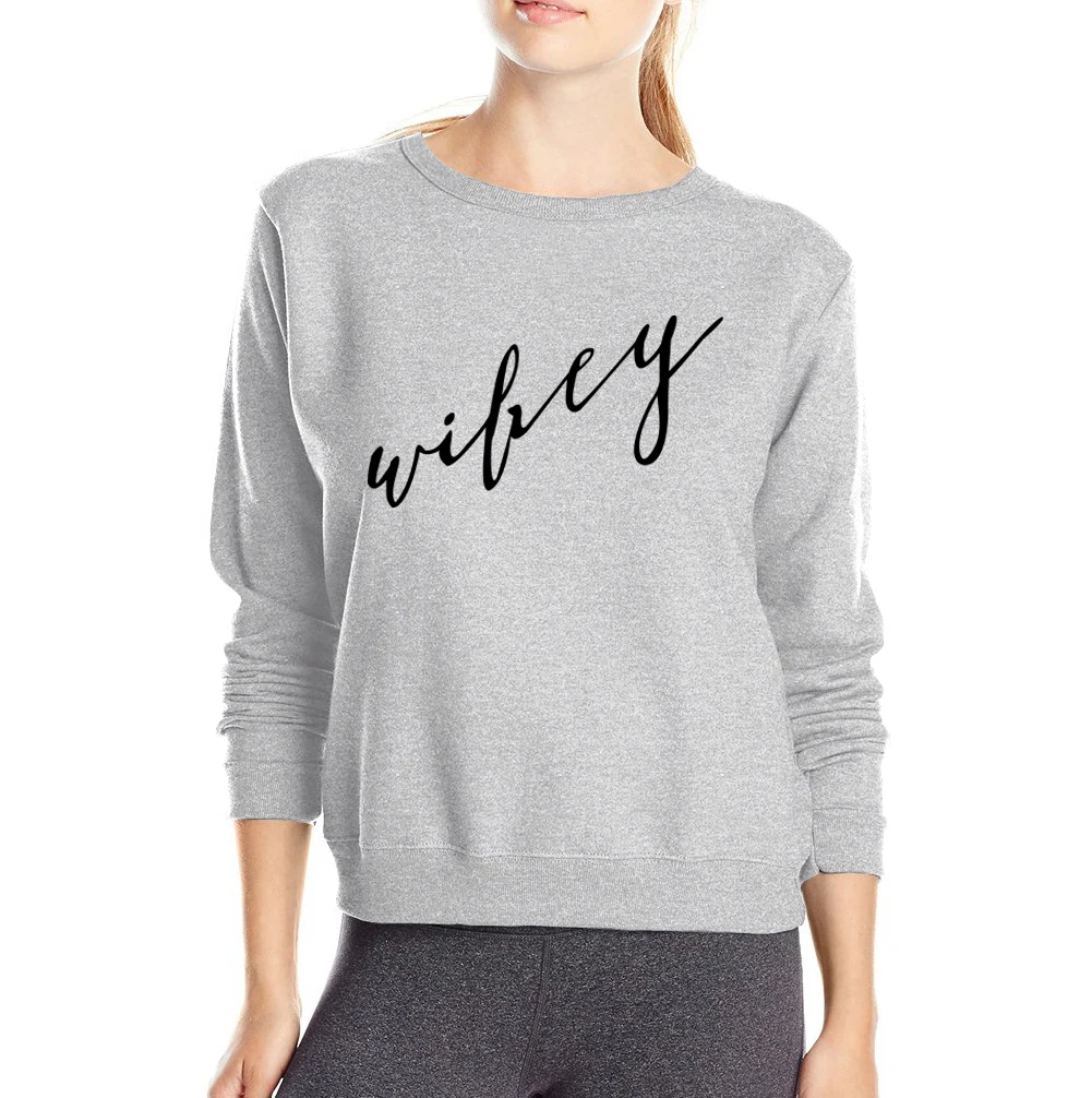 Wifey с принтом букв Толстовка 2017 Осень Kawaii пуловеры Hipster флисовые толстовки
