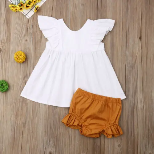 Комплекты летней одежды для новорожденных девочек Полосатое платье с рукавами