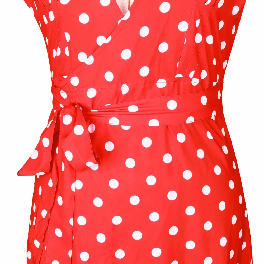 Женское платье в горошек AMOMA длинное Пляжное Платье макси с глубоким v образным