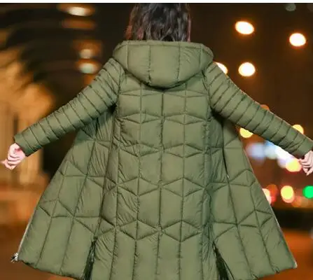 Зимняя куртка, Женская парка, пальто, плюс размер, 3XL, модный пуховик, хлопковая куртка, Длинная толстовка с капюшоном, толстая длинная куртка, женская одежда - Цвет: army green