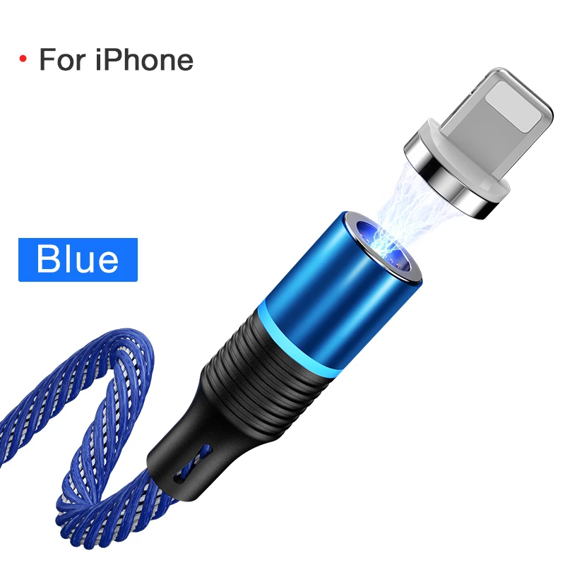 Blue for IOS CAFELE QC3.0 Магнитный USB кабель usb type C Micro кабель для iPhone X XS MAX XR 8 7 6 Plus 3A кабель для быстрой зарядки и синхронизации данных - Цвет: Blue for IOS