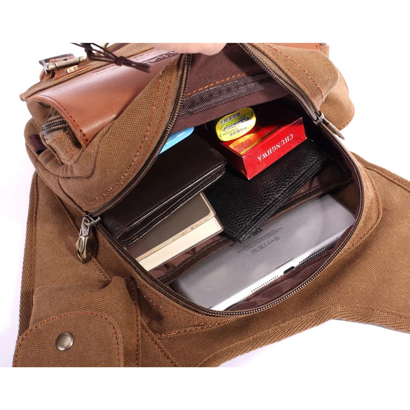 New Hot Sales!! KAUKKO vintage canvas bag Men Shoulder Messenger Cross Body Bag Sling Pack for Mens Business Chest | Багаж и сумки