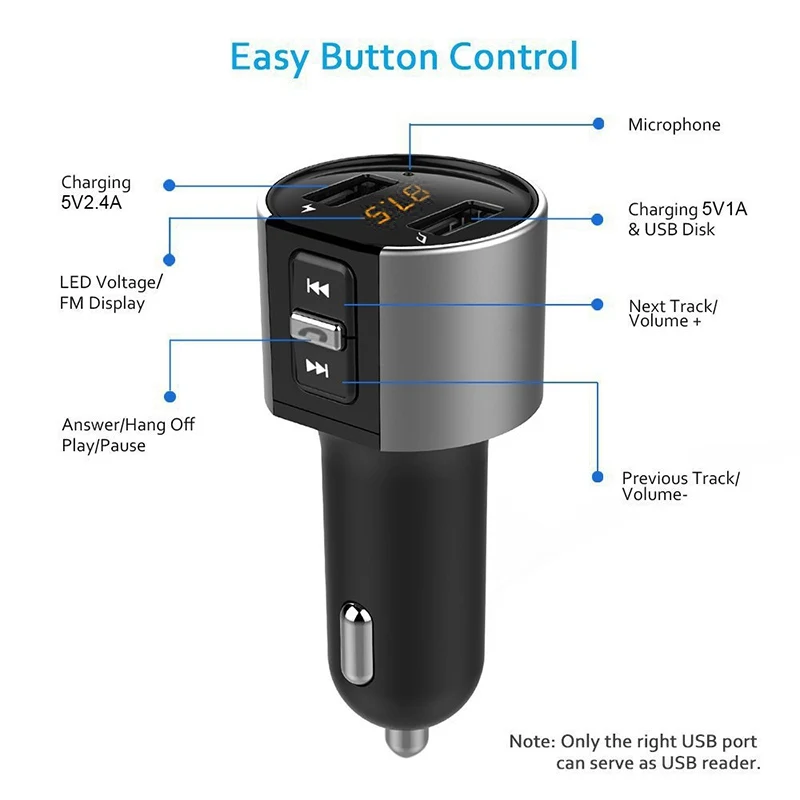 Автомобильный Bluetooth FM передатчик VicTsing беспроводной радиоадаптер MP3 плеер и
