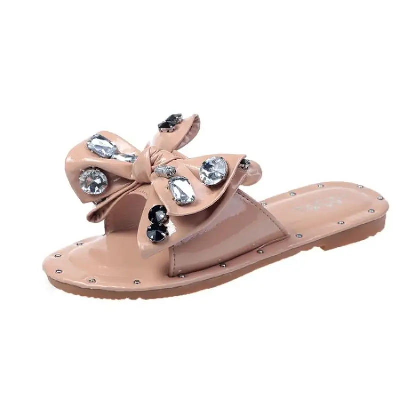 Женские шлепанцы цвет черный абрикосовый белый роскошные мерцающие Стразы с