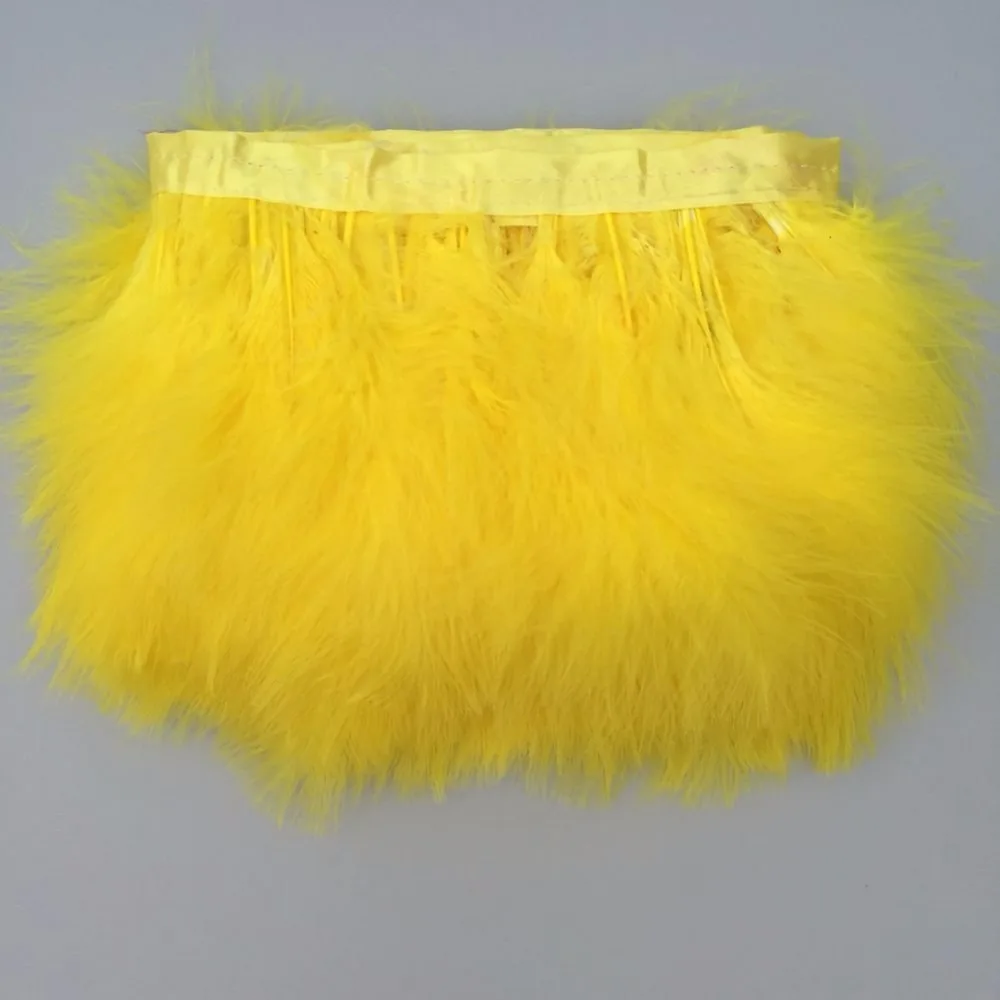 4 ярда/партия Желтая турецкого Марабу отделка из перьев/бахрома/лента на лента