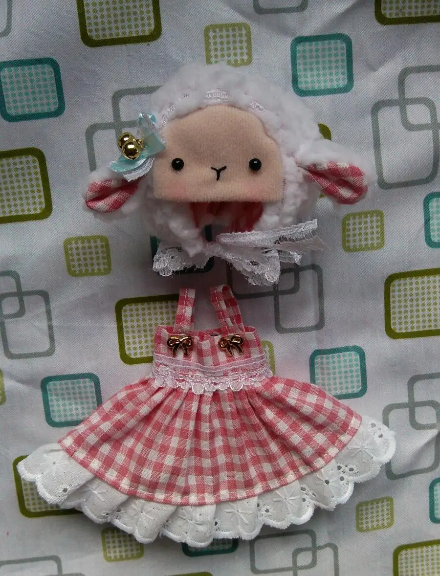 

Free shipping high quality Handmade 2pcs/set Hat +skirt Doll Clothes for Blythe licca 1/6 1/8 bjd Doll accessories Toys Gift