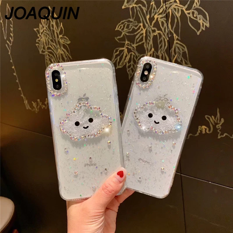 Жидкое Сердце Блеск порошок улыбка лицо облака телефонные чехлы для iPhone X XR XS Max 6 6S