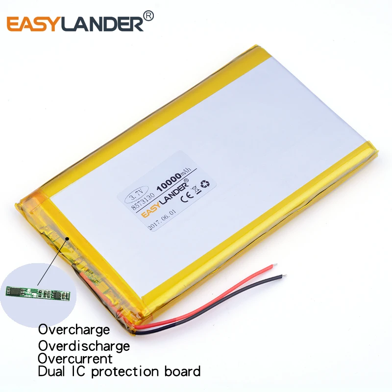 

8573130 3.7V 10000mAh Lithium Polymer LiPo 3.7v 10ah Rechargeable Battery 2a For power bank pad dvd GPS tablet pc laptop 8873130