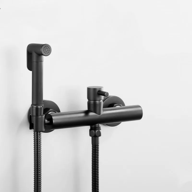 Черный латунный биде для туалета спрей горячей и холодной воды смеситель с