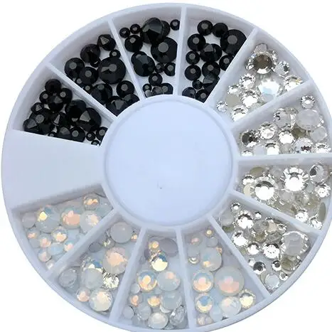 

4 Designs 1pc Multi-size Opal Rhinestone 3D Nail Art Wheel Crystal Rhinestone Flatback Bottom Nail Art Decoration Gems 3 colors
