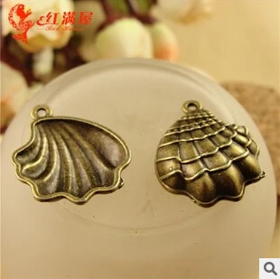 

A2743 free shipping 50pcs/bag size 21*18mm shell Antique silver&bronze diy pendant Jewelry finding for chain accessories