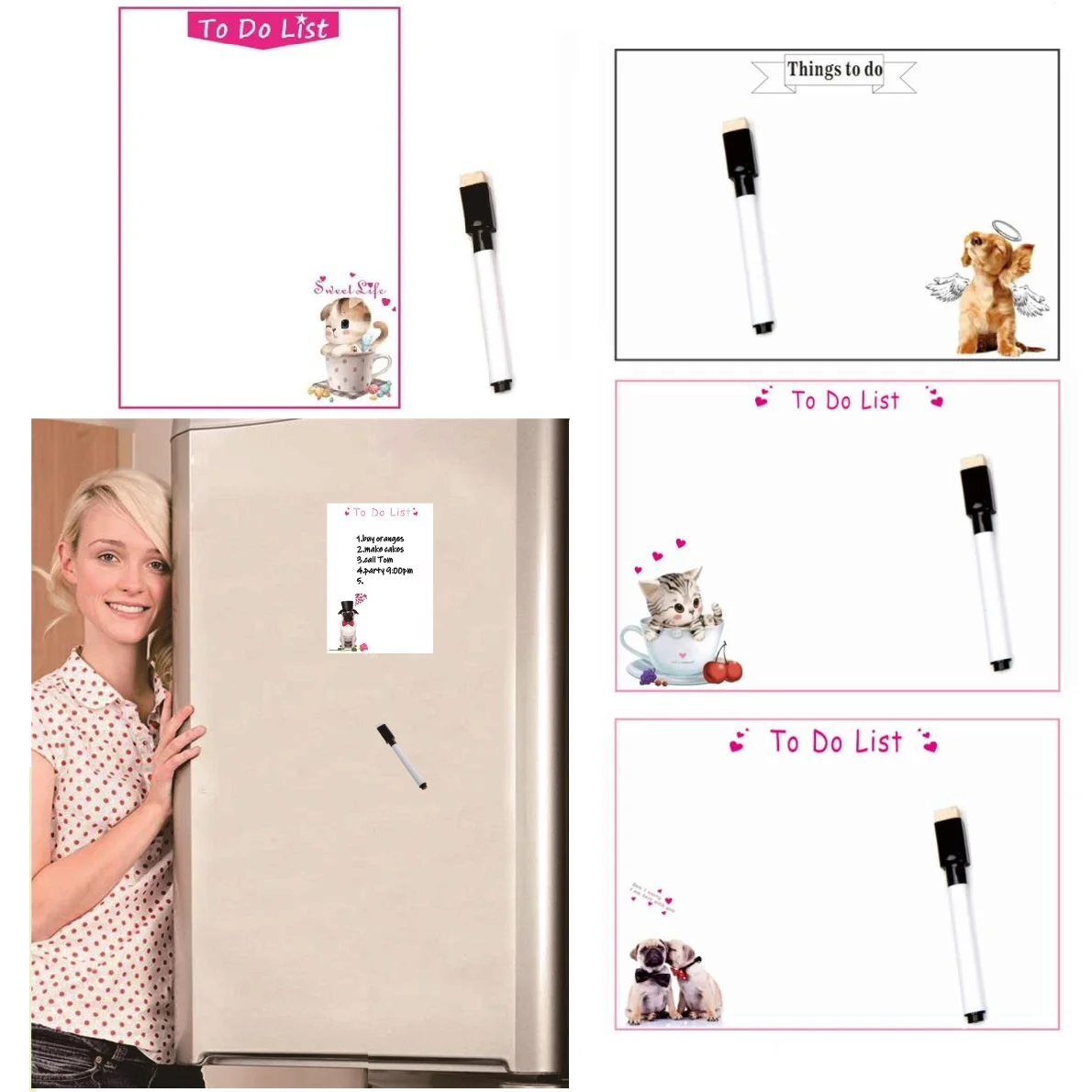 

Dry Wipe Magnetic Whiteboard Fridge Magnets Marker Pen Writing Message Board Daily Week Planner To Do List Home Kitchen Decor