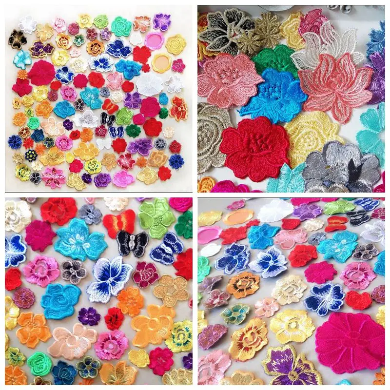 30 шт./лот Кружевные Аппликации из гипюра с цветочным кружевом разные цвета