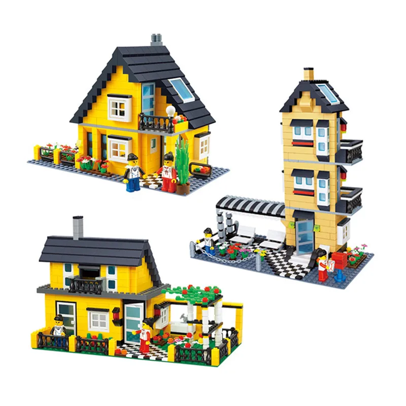 Вилла мелкие частицы пластиковые строительные блоки собраны игрушки