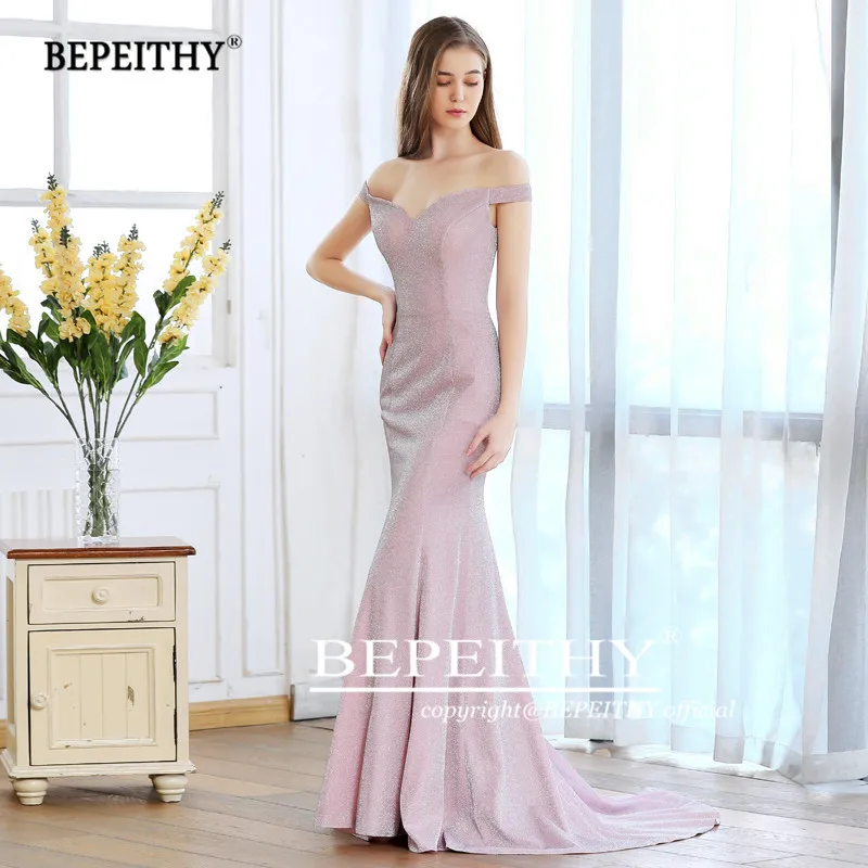 BEPEITHY Русалка с открытыми плечами Длинные Выпускные платья Vestido De Festa винтажное