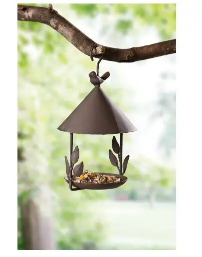 27*15cm, Old Iron Bird House Bird Feeder Craft Ornaments Pendant Garden Decoration Outdoor Hanging