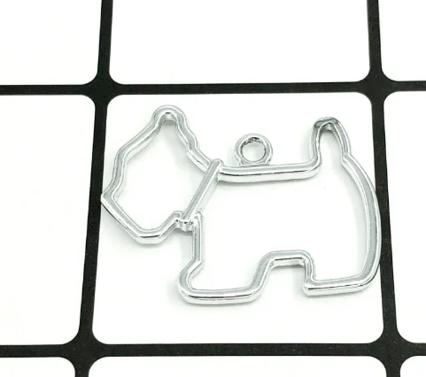 

50pcs Hollow puppy dog Antique Silver alloy Pendant charm Handmade earring bracelet necklace Jewelry Making DIY 32*25mm