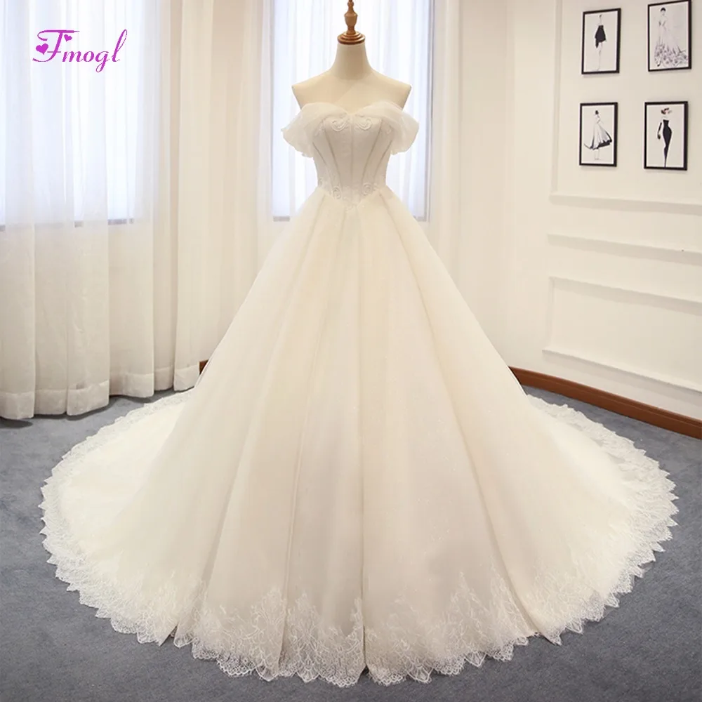 Robe De Mariage Appliques Chapel Train A-Line свадебное платье кружево для шеи Up принцесса свадебное платье Vestido de Noiva