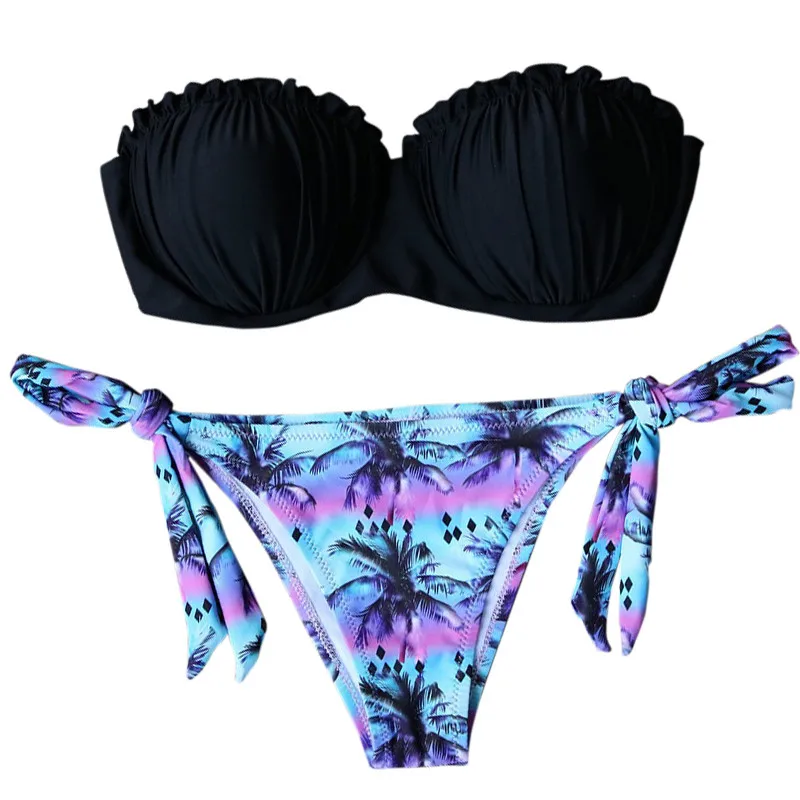 2017 New Summer Beach Strapless Mermaid Shell Bikini Set Two Piece Sexy Women Low Waist Triangle Swimwear Swimsuits Bathing Suit |