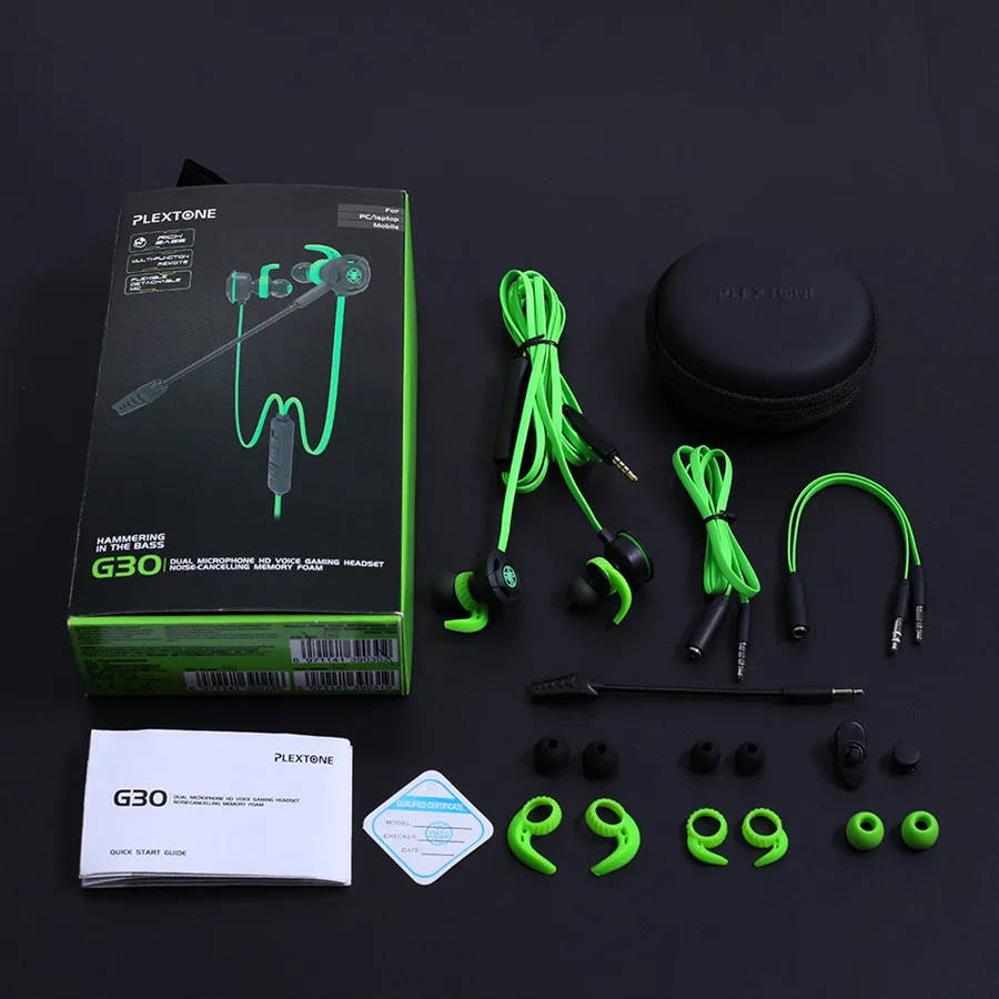 G30 GREEN Plextone G30 Игровые наушники-вкладыши с микрофоном стерео бас наушники для мобильного телефона PS4 компьютера и ноутбука - Цвет: G30 GREEN