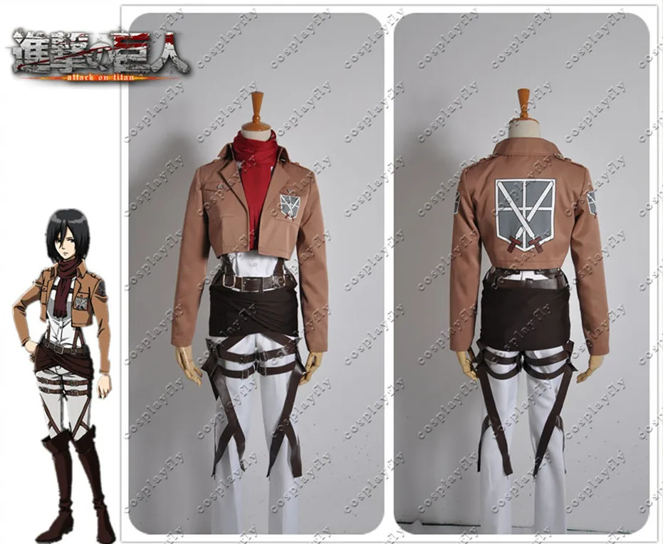 Costume Атака на Титанов Shingeki no Kyojin версия Mikasa Ackerman Косплей Костюм с париком и бесплатной шапкой парик(J0006 - Цвет: Costume