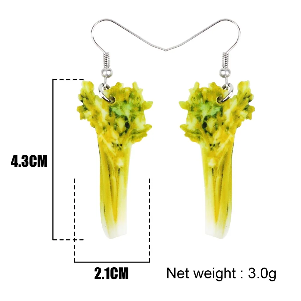 WEVENI Acrylic Fresh Celery Earrings New Long Dangle Drop Fashion Vegetable Jewelry For Women Girls Bijoux Female Gift Dropship | Украшения