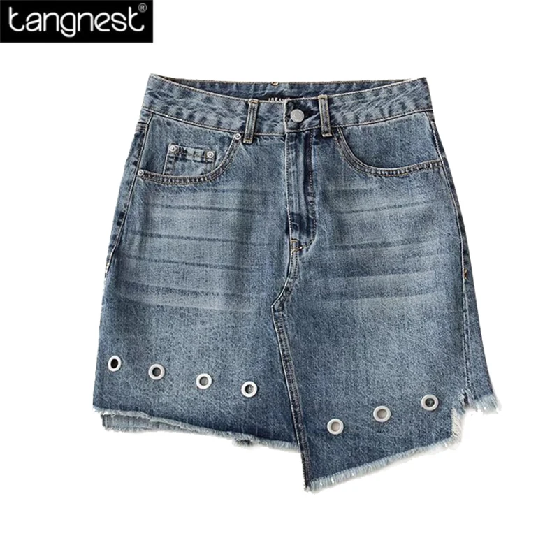 TANGNEST/женские летние модные короткая юбка 2017 Высокая Талия металлическое