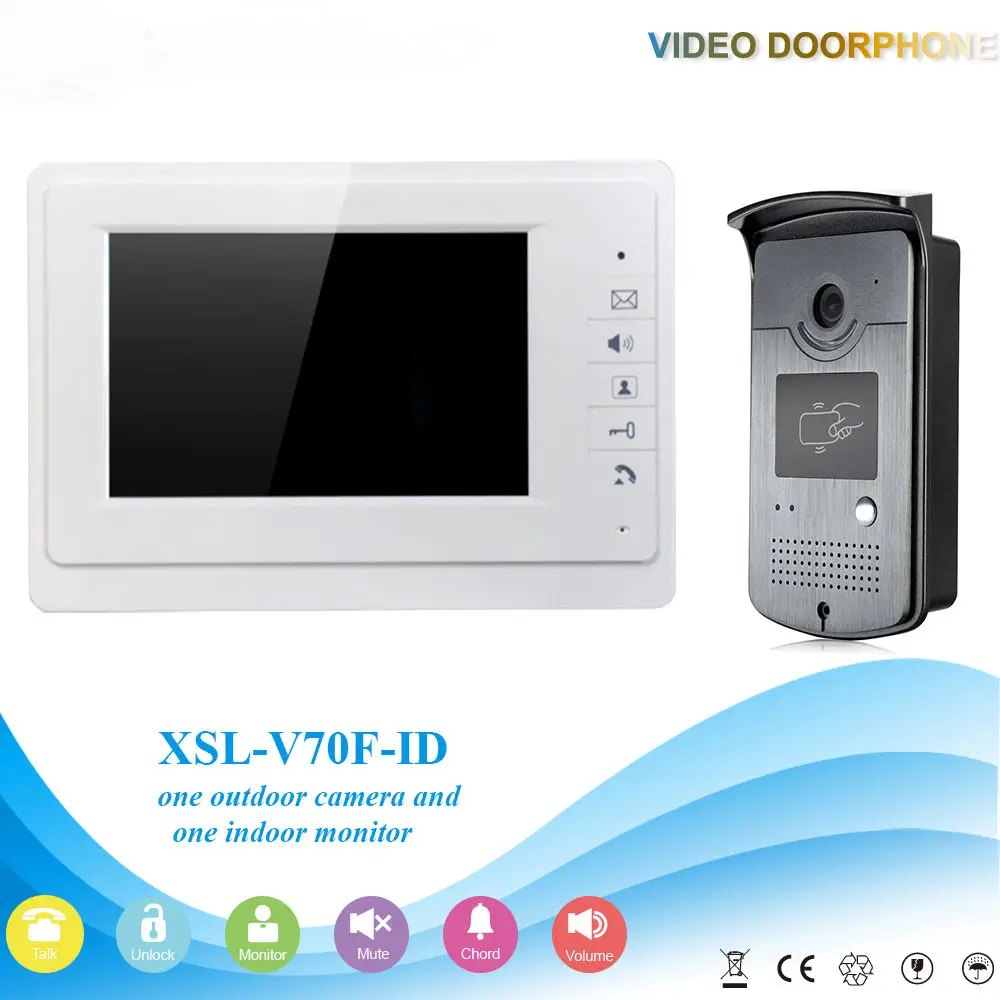 

SmartYIBA 7Inch LCD TFT Video Intercom Wired Visual Intercom RFID Access Entry Home Security Door Phone 1000TVL IR Camera