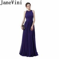 janevini vestidos simple chiffon mother of the bride dresses 2018 a line jewel purple evening gowns lange jurken voor feestjes