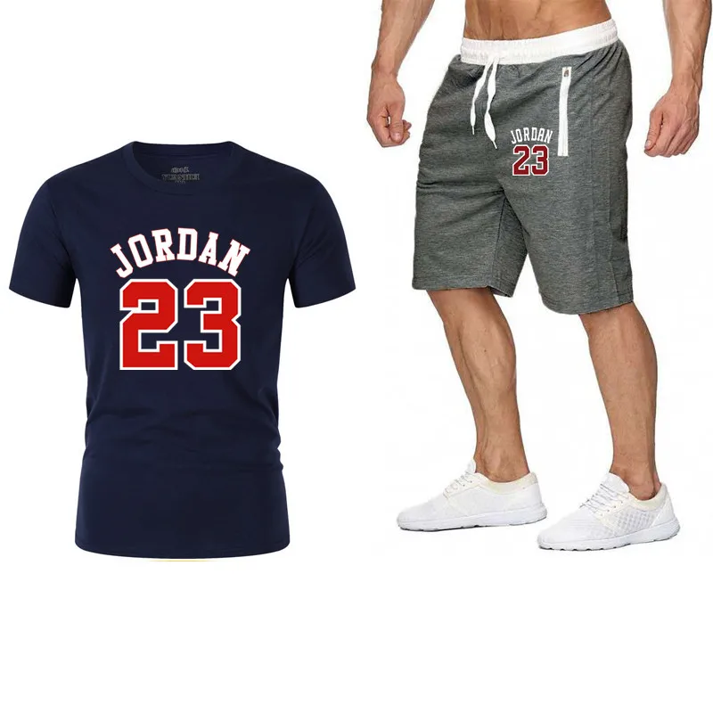 Комплект из двух предметов, мужская одежда jordan 23, футболка, шорты, летний короткий комплект, спортивный костюм, мужской спортивный костюм, спортивный костюм для бега, баскетбольная майка