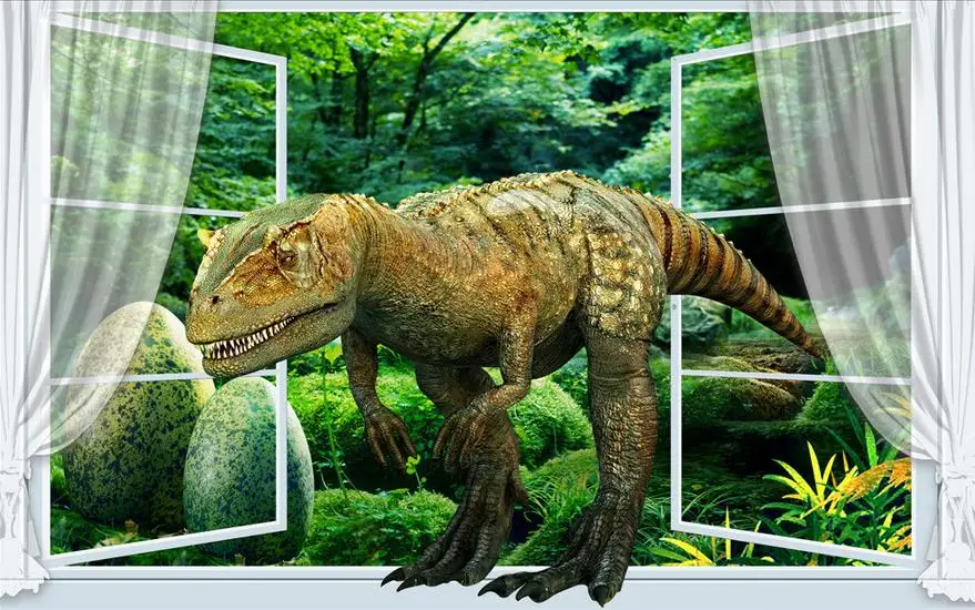 Индивидуальные обои для живых стен реалистичные с динозаврами 3d росписи