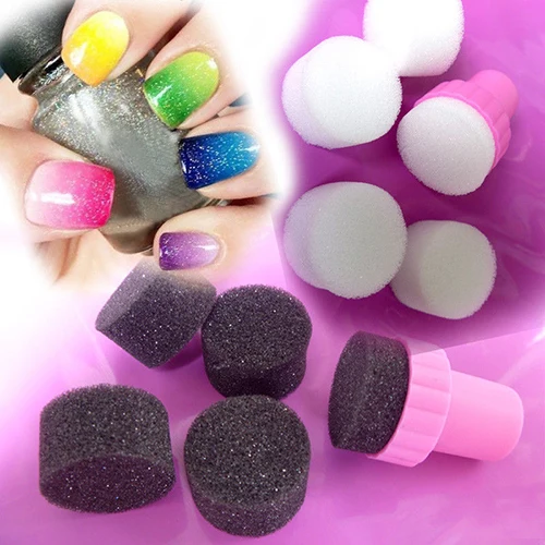 

New Black White Nail Art Stamping Stamper Sponge Shade Transfer DIY Tool Set