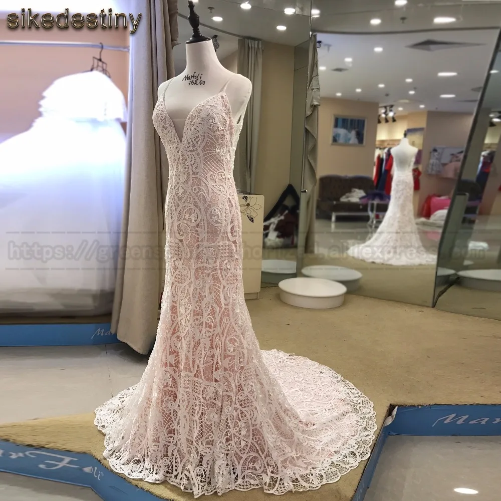 Sikedestiny бретельках Свадебные платья Русалочки новая мода высокое качество