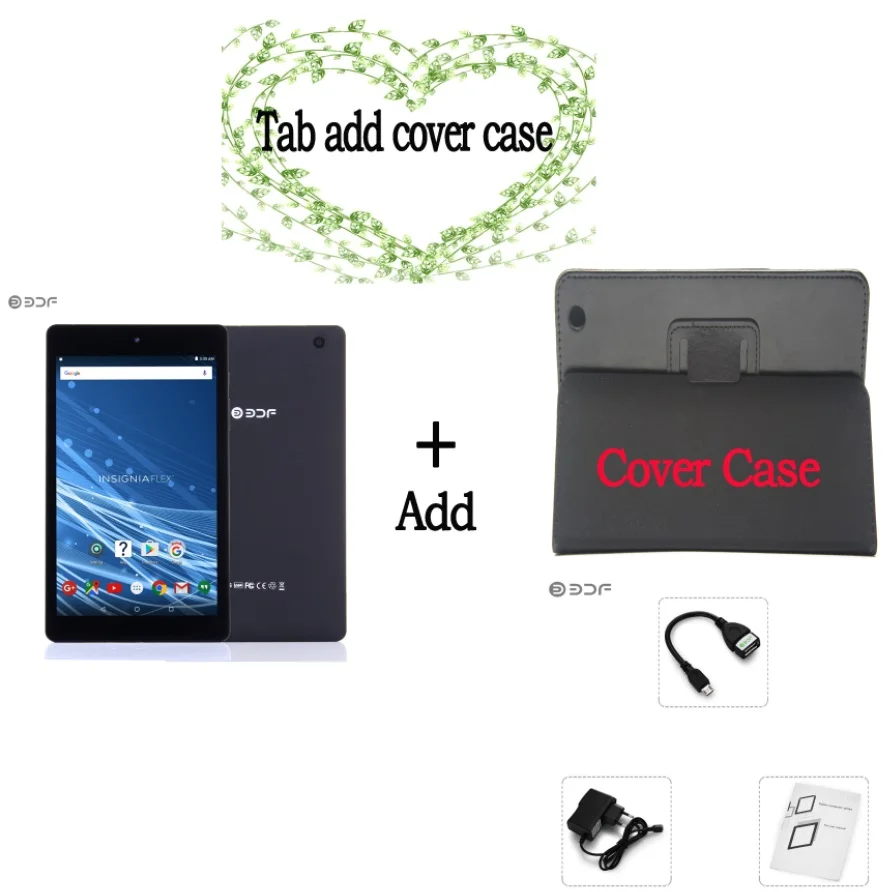 Add Cover case Новое поколение 8 дюймов WiFi планшетный ПК четырехъядерный Android 6,0 маленький компьютер планшеты Bluetooth двойная камера Поддержка расширения TF карта - Комплект: Add Cover case
