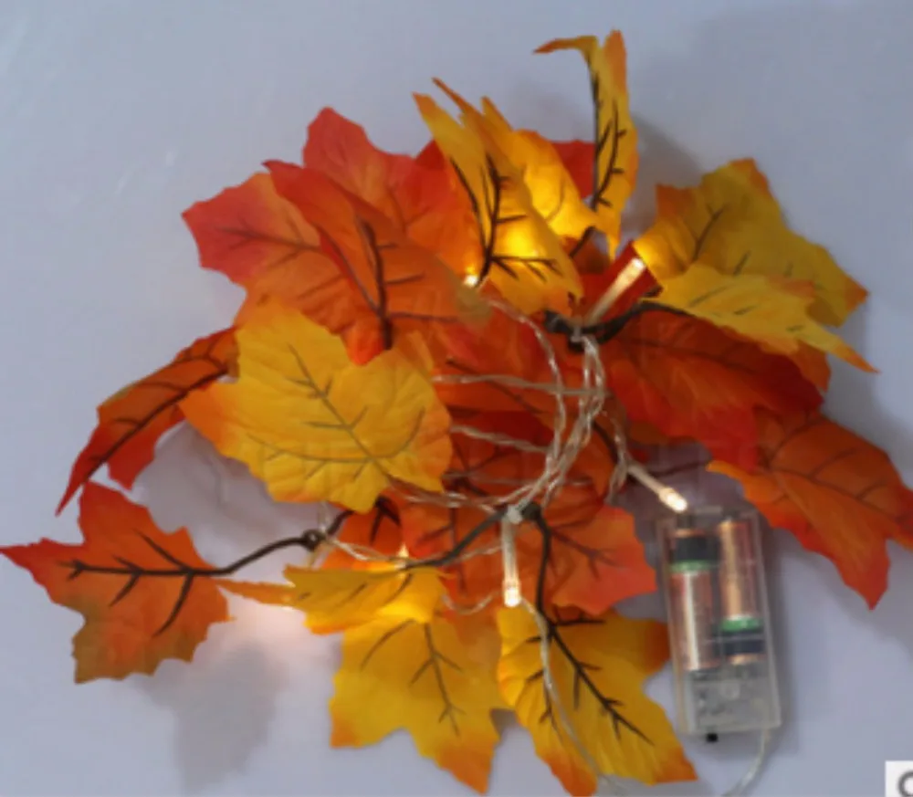 Теплый и романтичный осенний свет с листьями светодиодный светильник питание от