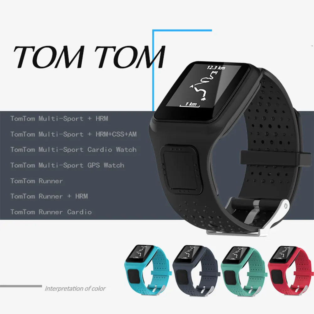 Band For TomTom1 Watch Silicone Soft Strap Bracelet Wristband TomTom Multi-Sport GPS+HRM Smart | Электроника