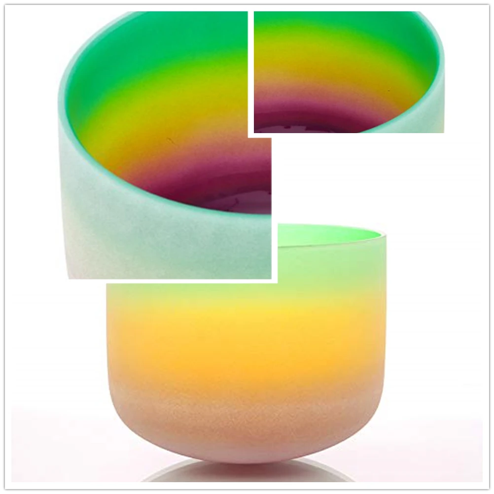 8 дюймов Радуга цветной F Note кристалл поющая чаша для сердца чакра