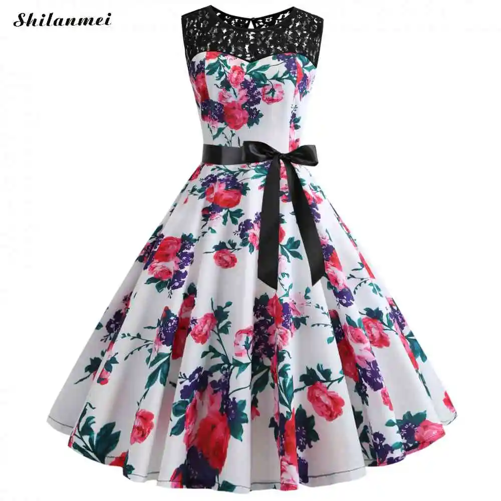 Женское кружевное платье в горошек винтажное плиссированное с высокой талией и